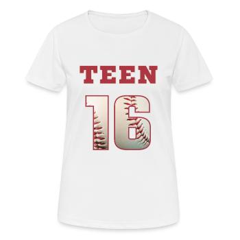 Baseball TEEN 16 - Frauen T-Shirt atmungsaktiv - Weiß - Vorne - AI Model Female 172 dark (172cm)