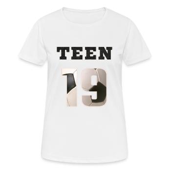 Fussball TEEN 19 Soccer - Frauen T-Shirt atmungsaktiv - Weiß - Vorne - AI Model Female 172 dark (172cm)