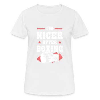 boxer boxen - Frauen T-Shirt atmungsaktiv - Weiß - Vorne - AI Model Female 172 dark (172cm)