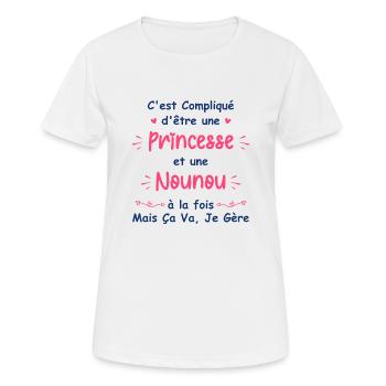 Princesse nounou - T-shirt respirant Femme - blanc - Devant - AI Model Female 172 dark (172cm)