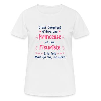 Princesse fleuriste - T-shirt respirant Femme - blanc - Devant - AI Model Female 172 dark (172cm)