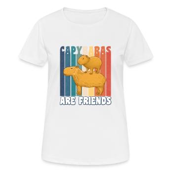Capybaras are friends retro - Women's Breathable T-Shirt - white - Front - AI Model Female 172 dark (172cm)
