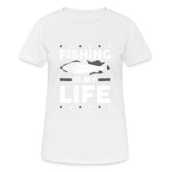 fischen leben - Frauen T-Shirt atmungsaktiv - Weiß - Vorne - AI Model Female 172 dark (172cm)