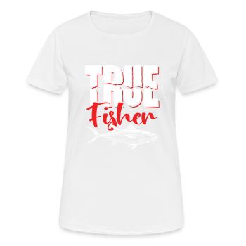Fidèle pêcheur pêchant dicton - T-shirt respirant Femme - blanc - Devant - AI Model Female 172 dark (172cm)