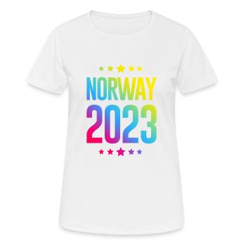 Norwegen 2023 - Frauen T-Shirt atmungsaktiv - Weiß - Vorne - AI Model Female 172 dark (172cm)