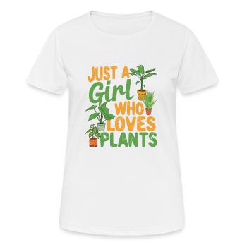Just A Girl Who Loves Plants Funny Plant Lovers - Women's Breathable T-Shirt - white - Front - AI Model Female 172 dark (172cm)