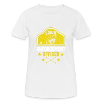 Lawn Enforcement Officer Fun Gardening - Women's Breathable T-Shirt - white - Front - AI Model Female 172 dark (172cm)