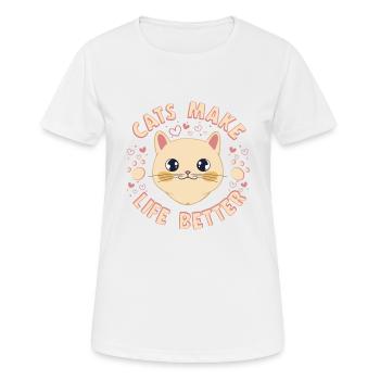 Cats Make Life Better Kitten Women Gifts Cat Mom - Women's Breathable T-Shirt - white - Front - AI Model Female 172 dark (172cm)
