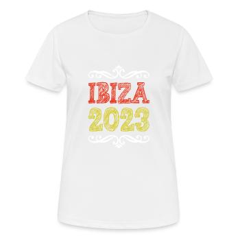 Ibiza 2023 - Frauen T-Shirt atmungsaktiv - Weiß - Vorne - AI Model Female 172 dark (172cm)