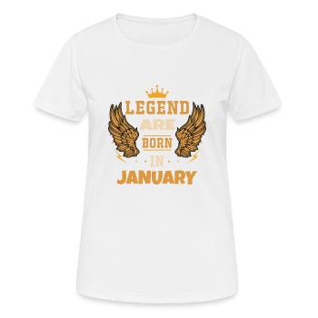 Die im Januar geborene Legende als Geburtstagsgeschenk - Frauen T-Shirt atmungsaktiv - Weiß - Vorne - AI Model Female 172 dark (172cm)