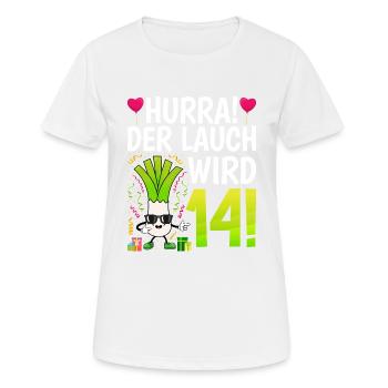 Hurra der Lauch wird 14 - Frauen T-Shirt atmungsaktiv - Weiß - Vorne - AI Model Female 172 dark (172cm)