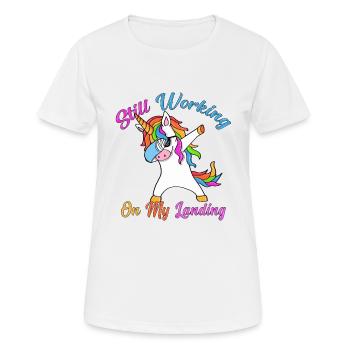 Still Working On My Landing Dabbing Unicorn - T-shirt respirant Femme - blanc - Devant - AI Model Female 172 dark (172cm)