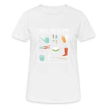 Choisissez votre arme Fun Planting Plant - T-shirt respirant Femme - blanc - Devant - AI Model Female 172 dark (172cm)