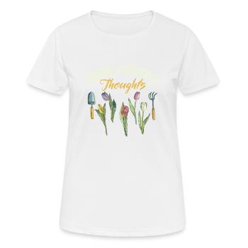 Cultiver des pensées positives Jardinage amusant - T-shirt respirant Femme - blanc - Devant - AI Model Female 172 dark (172cm)