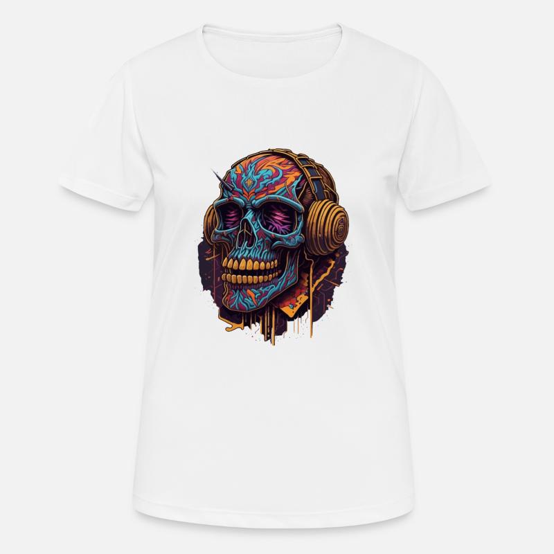 TECHNO SKULL - Frauen T-Shirt atmungsaktiv - Weiß