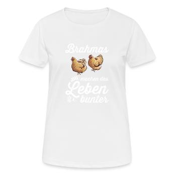 Brahma Hühner I Chicken Geflügel Motiv für - Frauen T-Shirt atmungsaktiv - Weiß - Vorne - AI Model Female 172 dark (172cm)