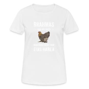 Brahma Hühner I Chicken Geflügel Motiv für - Frauen T-Shirt atmungsaktiv - Weiß - Vorne - AI Model Female 172 dark (172cm)