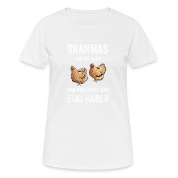 Brahma Hühner I Chicken Geflügel Motiv für - Frauen T-Shirt atmungsaktiv - Weiß - Vorne - AI Model Female 172 dark (172cm)