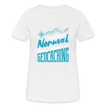 Früher war ich normal, dann entdeckte ich Geocache - Frauen T-Shirt atmungsaktiv - Weiß - Vorne - AI Model Female 172 dark (172cm)