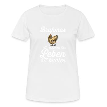 Brahma Hühner I Chicken Geflügel Motiv für - Frauen T-Shirt atmungsaktiv - Weiß - Vorne - AI Model Female 172 dark (172cm)