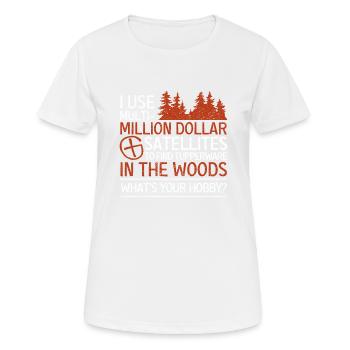 J’utilise des satellites de plusieurs millions de dollars - T-shirt respirant Femme - blanc - Devant - AI Model Female 172 dark (172cm)