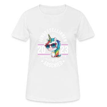Junggesellinnen Abschied 2023 Einhorn - Frauen T-Shirt atmungsaktiv - Weiß - Vorne - AI Model Female 172 dark (172cm)