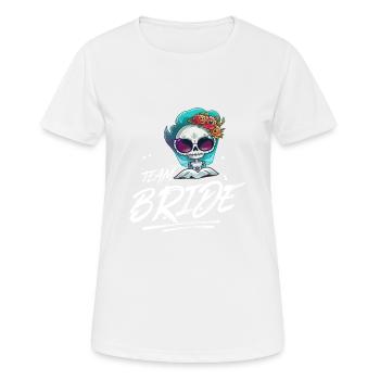 Squelette de mariage Team Bride - T-shirt respirant Femme - blanc - Devant - AI Model Female 172 dark (172cm)
