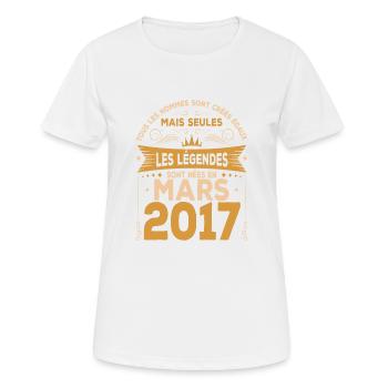 Mars 2017 | Mars 2017 anniversaire 2017 - T-shirt respirant Femme - blanc - Devant - AI Model Female 172 dark (172cm)