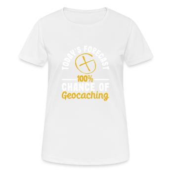 La prédiction du jour : 100 % de chances de s’amuser en géocaching - T-shirt respirant Femme - blanc - Devant - AI Model Female 172 dark (172cm)