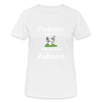 Brahma Hühner I Chicken Geflügel Motiv für - Frauen T-Shirt atmungsaktiv - Weiß - Vorne - AI Model Female 172 dark (172cm)