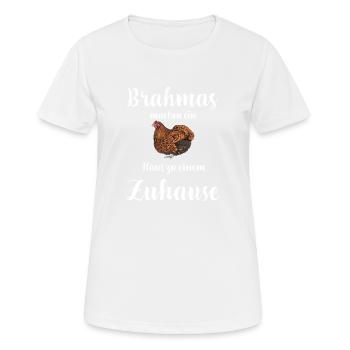 Brahma Hühner I Chicken Geflügel Motiv für - Frauen T-Shirt atmungsaktiv - Weiß - Vorne - AI Model Female 172 dark (172cm)