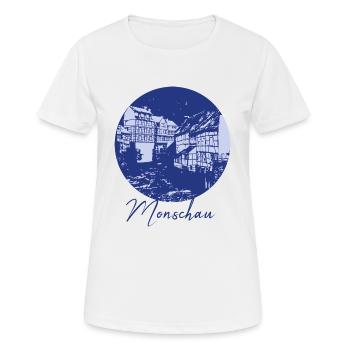 Monschau,skyline,city,circle,blue circle,purple - Women's Breathable T-Shirt - white - Front - AI Model Female 172 dark (172cm)