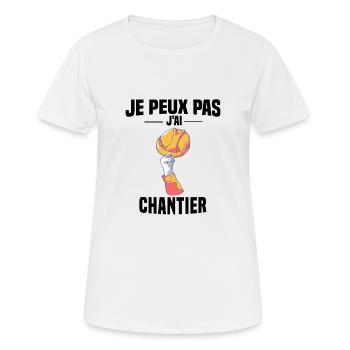 J'PEUX PAS J'AI CHANTIER - CASQUE DE CHANTIER - T-shirt respirant Femme - blanc - Devant - AI Model Female 172 dark (172cm)