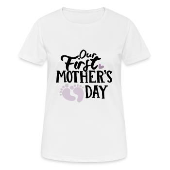Premier bébé de la fête des mères - T-shirt respirant Femme - blanc - Devant - AI Model Female 172 dark (172cm)