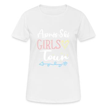 Apres-Ski Girls Tour - Frauen T-Shirt atmungsaktiv - Weiß - Vorne - AI Model Female 172 dark (172cm)