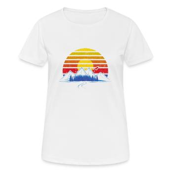 Outdoor Sonnenuntergang Berge Wald Geocaching - Frauen T-Shirt atmungsaktiv - Weiß - Vorne - AI Model Female 172 dark (172cm)