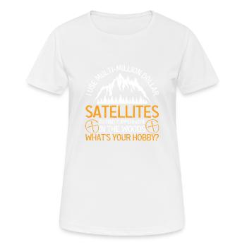 J’utilise des satellites de plusieurs millions de dollars - T-shirt respirant Femme - blanc - Devant - AI Model Female 172 dark (172cm)
