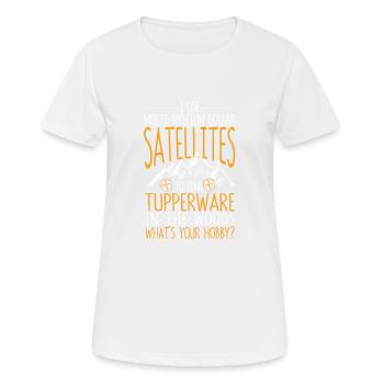 J’utilise des satellites de plusieurs millions de dollars - T-shirt respirant Femme - blanc - Devant - AI Model Female 172 dark (172cm)