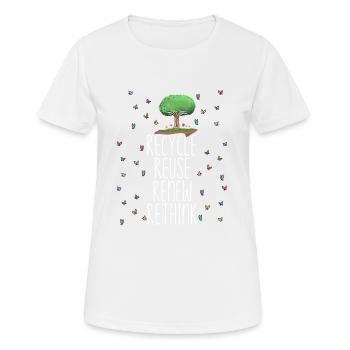 Recycle Reuse Renew Rethink Crisis Umwelt - Frauen T-Shirt atmungsaktiv - Weiß - Vorne - AI Model Female 172 dark (172cm)