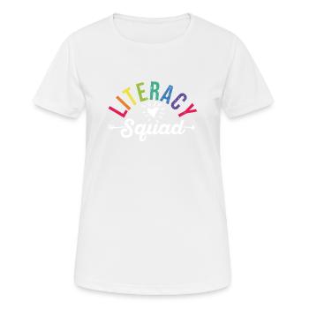 Escouade d’alphabétisation Enseignante en lecture Intervenante - T-shirt respirant Femme - blanc - Devant - AI Model Female 172 dark (172cm)