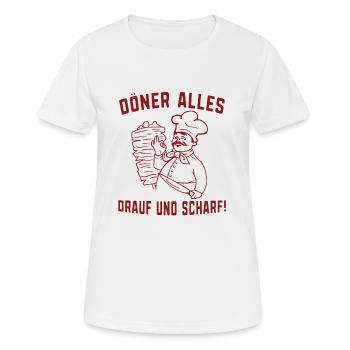 Alles drauf scharf Dönerspieß Türkisch Essen - Frauen T-Shirt atmungsaktiv - Weiß - Vorne - AI Model Female 172 dark (172cm)