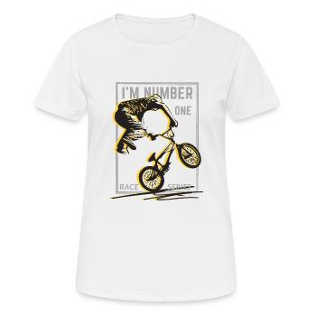 Ich bin die Nummer eins, eine Radrennserie - Frauen T-Shirt atmungsaktiv - Weiß - Vorne - AI Model Female 172 dark (172cm)