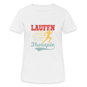 Laufen ist meine Therapie Läufer Joggen - Frauen T-Shirt atmungsaktiv - Weiß - Vorne - AI Model Female 172 dark (172cm)