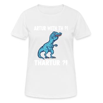 Arthur Meme T-Rex Dinosaure nommé Artur - T-shirt respirant Femme - blanc - Devant - AI Model Female 172 dark (172cm)