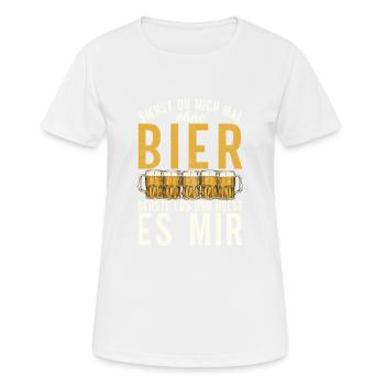 Siehst du mich mal ohne Bier - Design - Frauen T-Shirt atmungsaktiv - Weiß - Vorne - AI Model Female 172 dark (172cm)