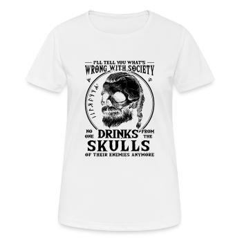 Falsche Gesellschaft, trinkt aus dem Schädel Eures - Frauen T-Shirt atmungsaktiv - Weiß - Vorne - AI Model Female 172 dark (172cm)