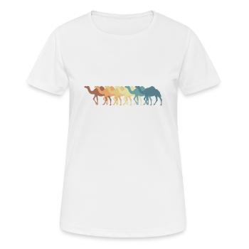 Kamele Tiere Dromedar Wüstentier - Frauen T-Shirt atmungsaktiv - Weiß - Vorne - AI Model Female 172 dark (172cm)