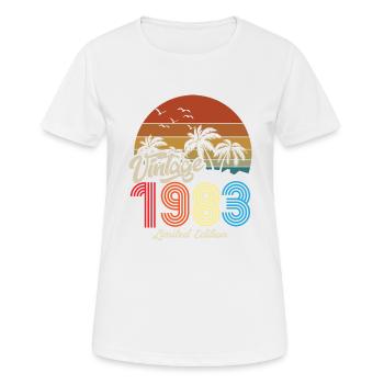 Vintage exemplaire unique 1983 Edition limitée - T-shirt respirant Femme - blanc - Devant - AI Model Female 172 dark (172cm)