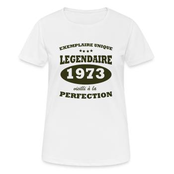 Vintage exemplaire unique 1973 Edition limitée - T-shirt respirant Femme - blanc - Devant - AI Model Female 172 dark (172cm)