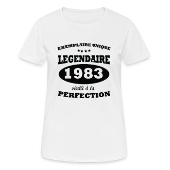 Vintage exemplaire unique 1983 Edition limitée - T-shirt respirant Femme - blanc - Devant - AI Model Female 172 dark (172cm)